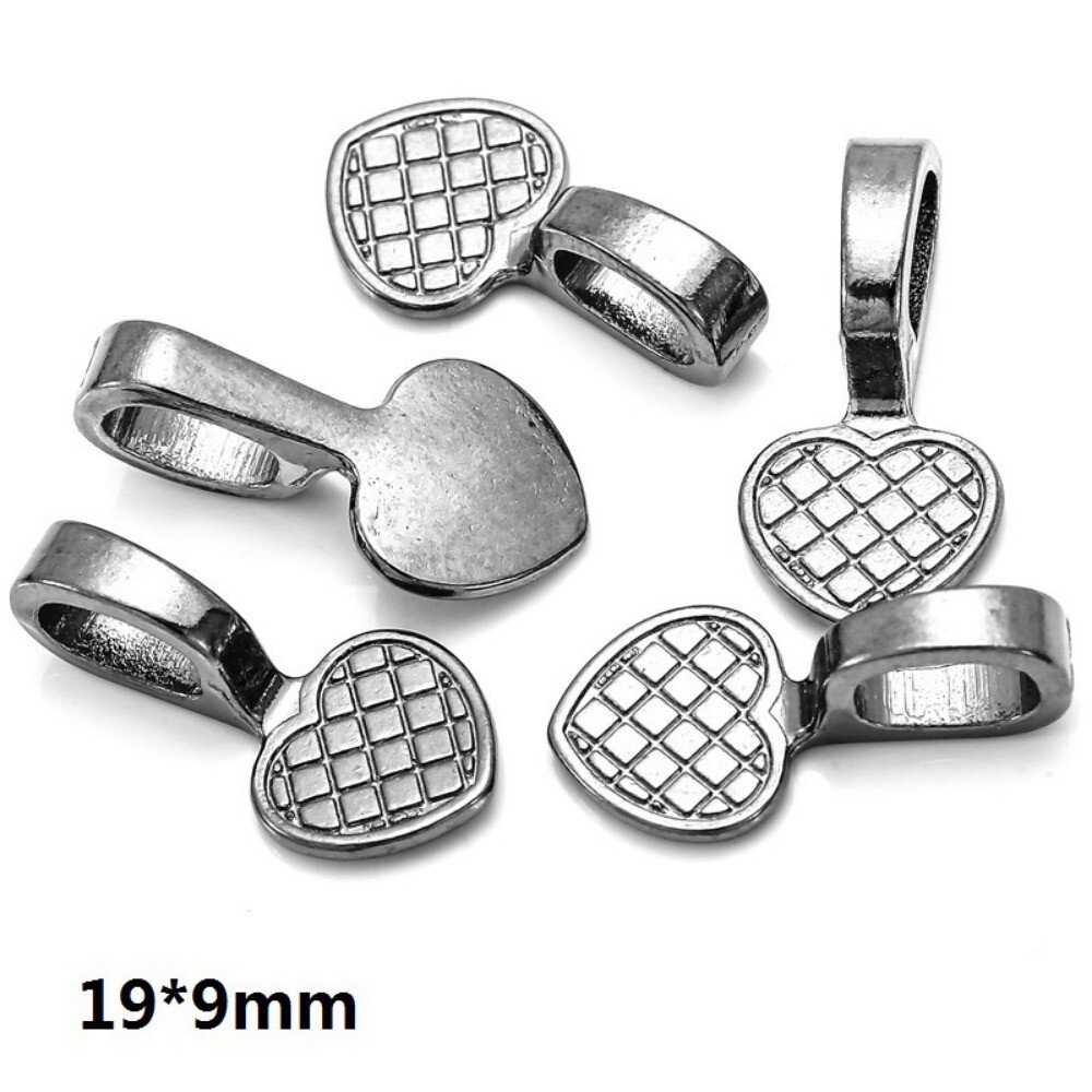 100Pcs Heart Glue on Bail Charm Pendants Earring Charms for DIY Jewelry Making