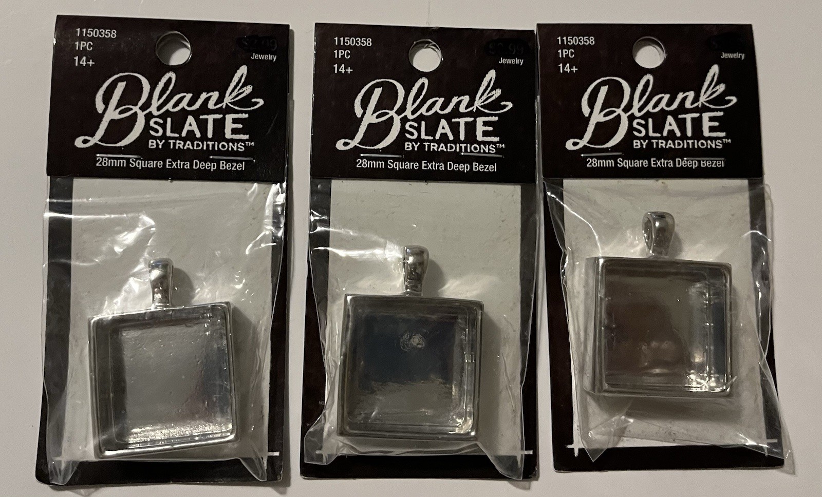 Blank Slate By Traditions 28mm Square Extra Deep Bezel Lot Of 3