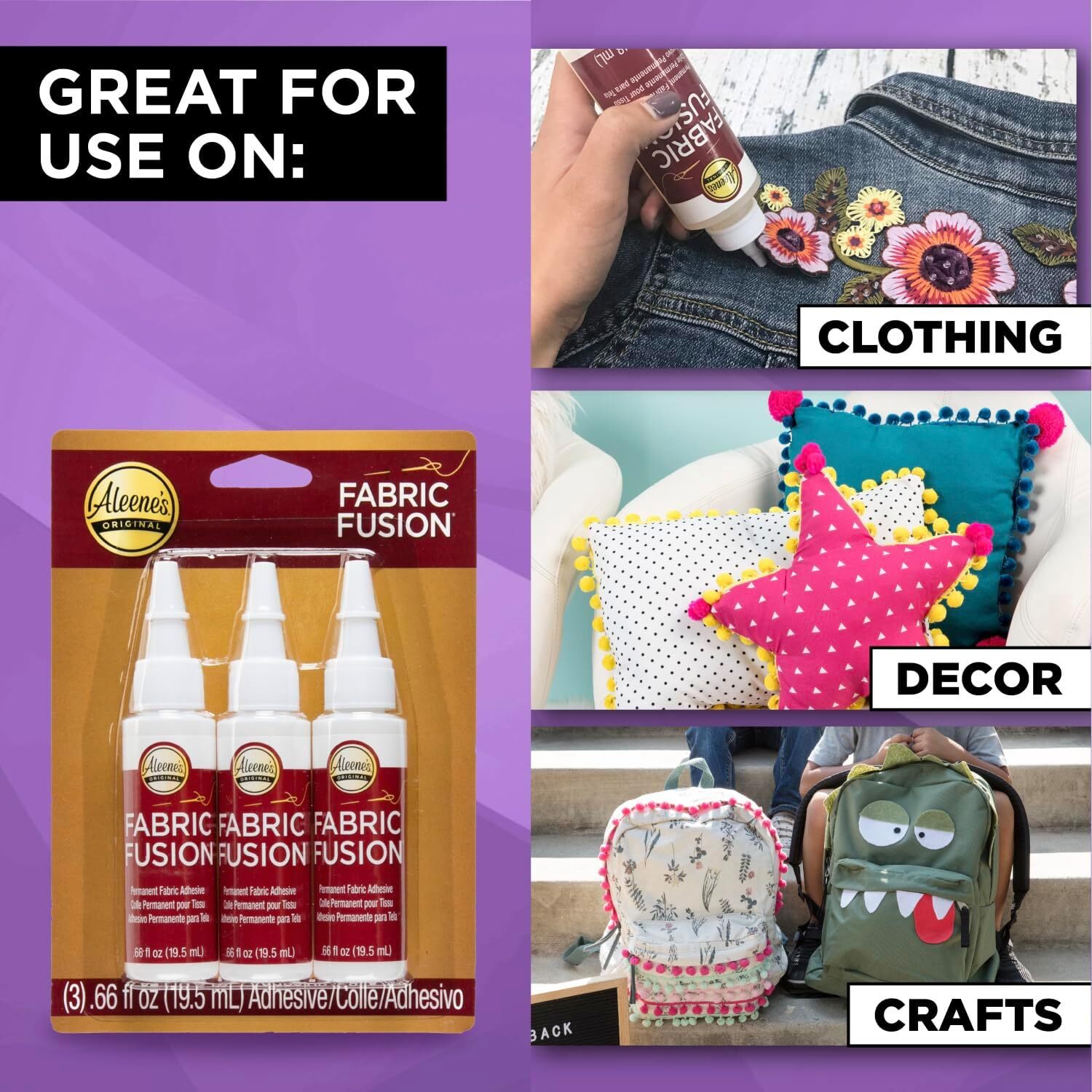Aleene’s Fabric Fusion Glue, 3 Count, (Pack of 1)