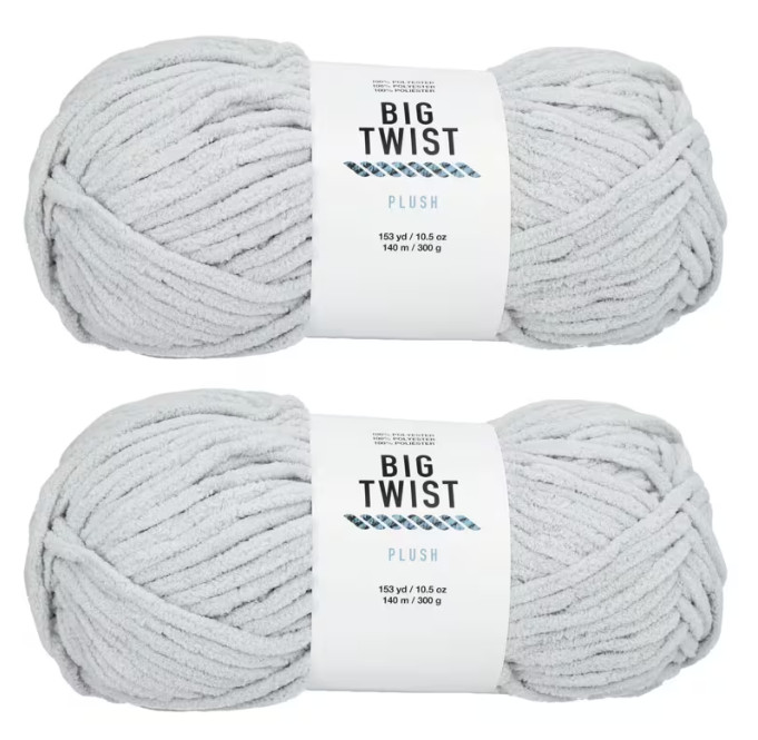 2 Skeins Solid Color Blanket Polyester Yarn, BIG TWIST