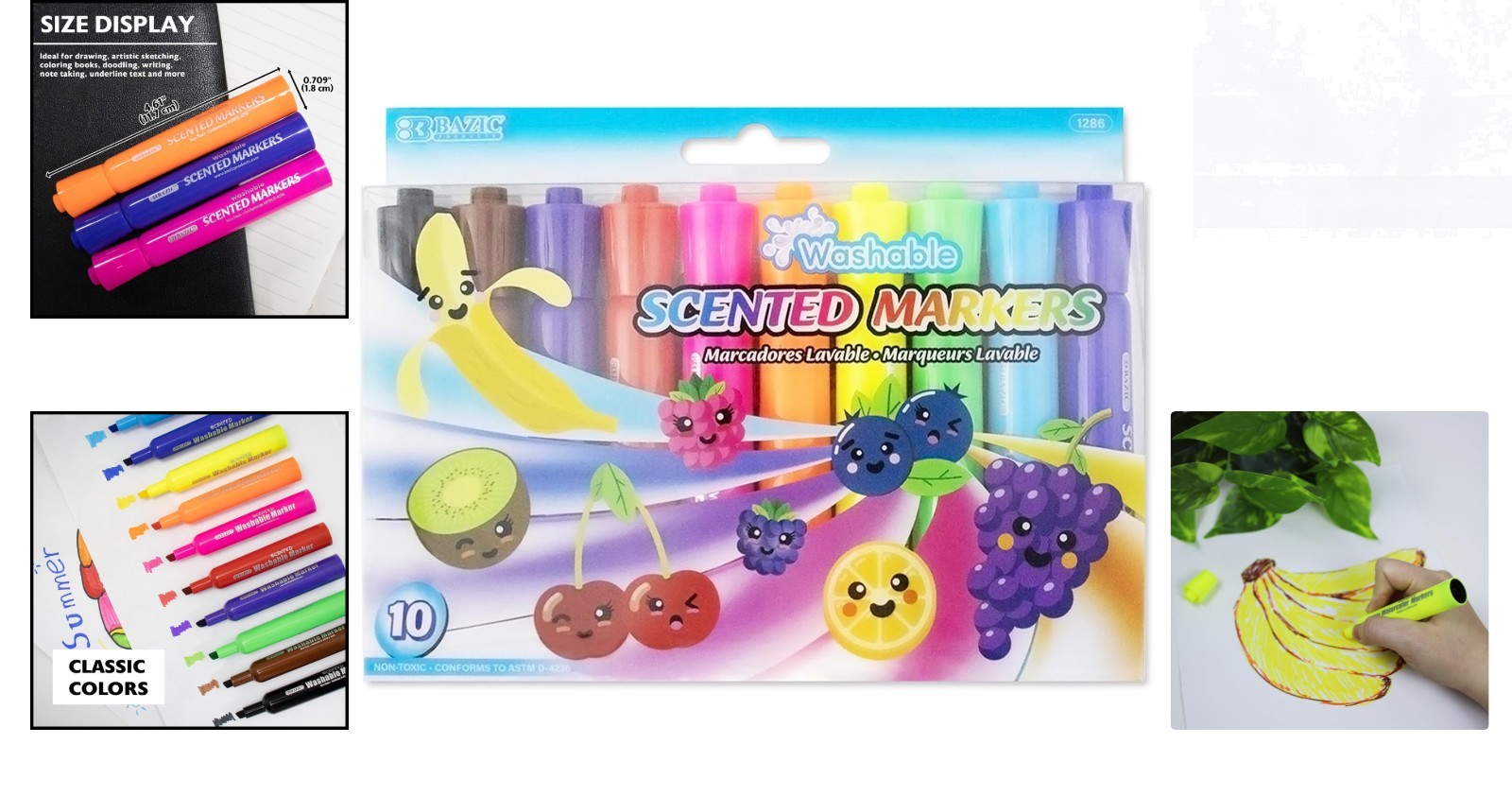 Non-Toxic Washable Scented Markers – 10 Colors for Coloring Fun and Learning