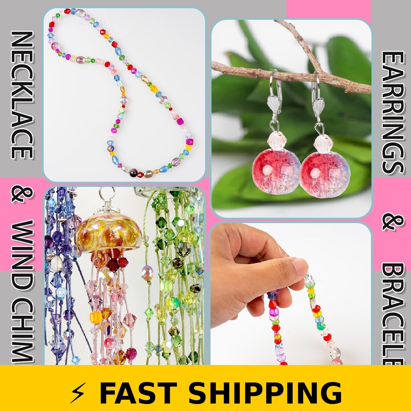 OuMuaMua 636pcs Crystal Glass Beads for Jewelry Making – Mixed Colors