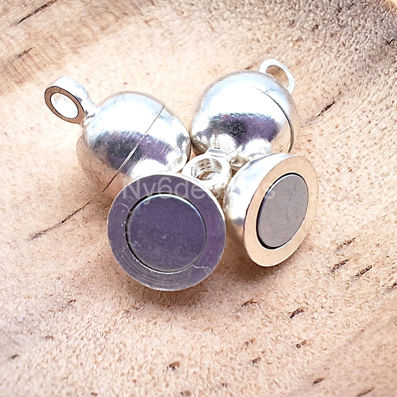 Shiny Silver Strong Magnetic Clasp Smooth Round 6-12mm Jewelry making supplies