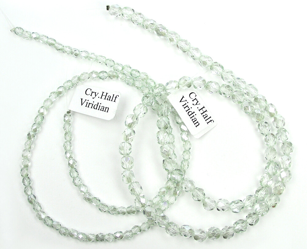 Czech Fire Polished Round Faceted Glass Beads Crystal Viridian, Preciosa green