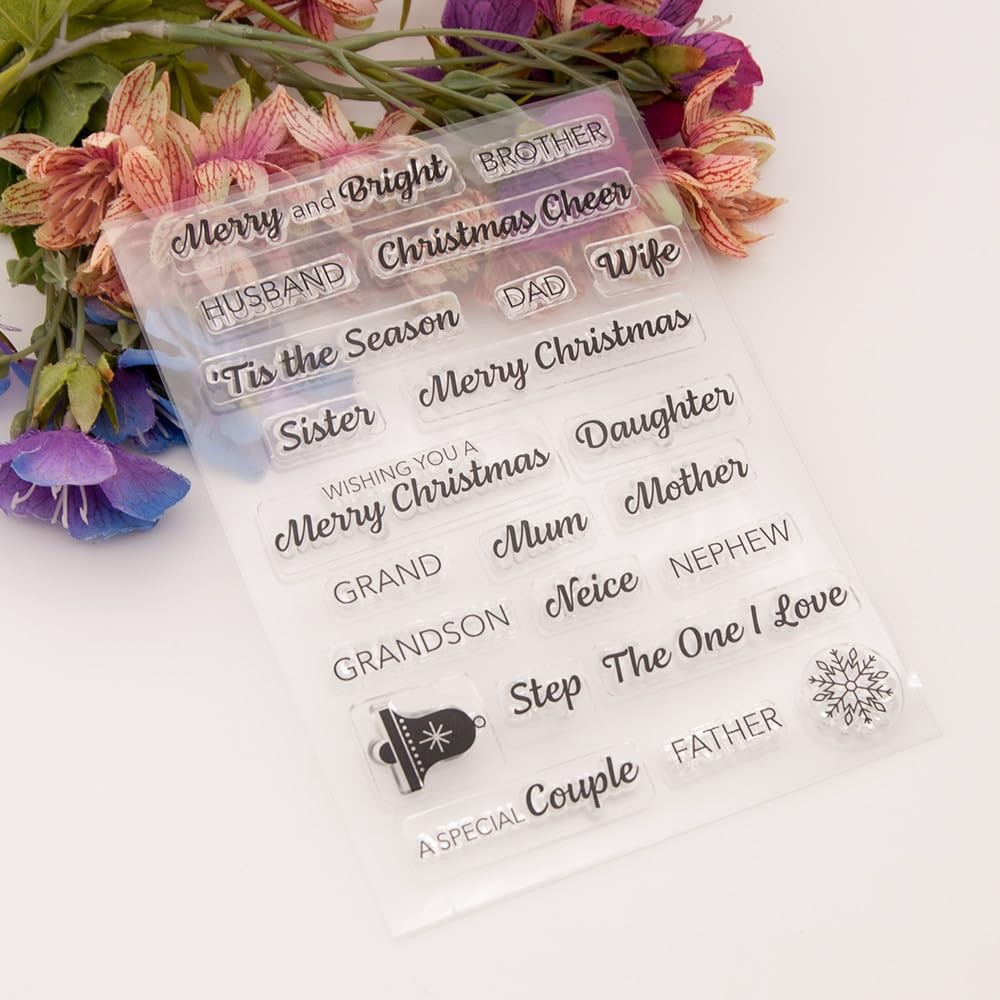 5.9×4.3 Inch Holiday Phrases Rubber Clear Stamps Cards Scrapbooking Decor