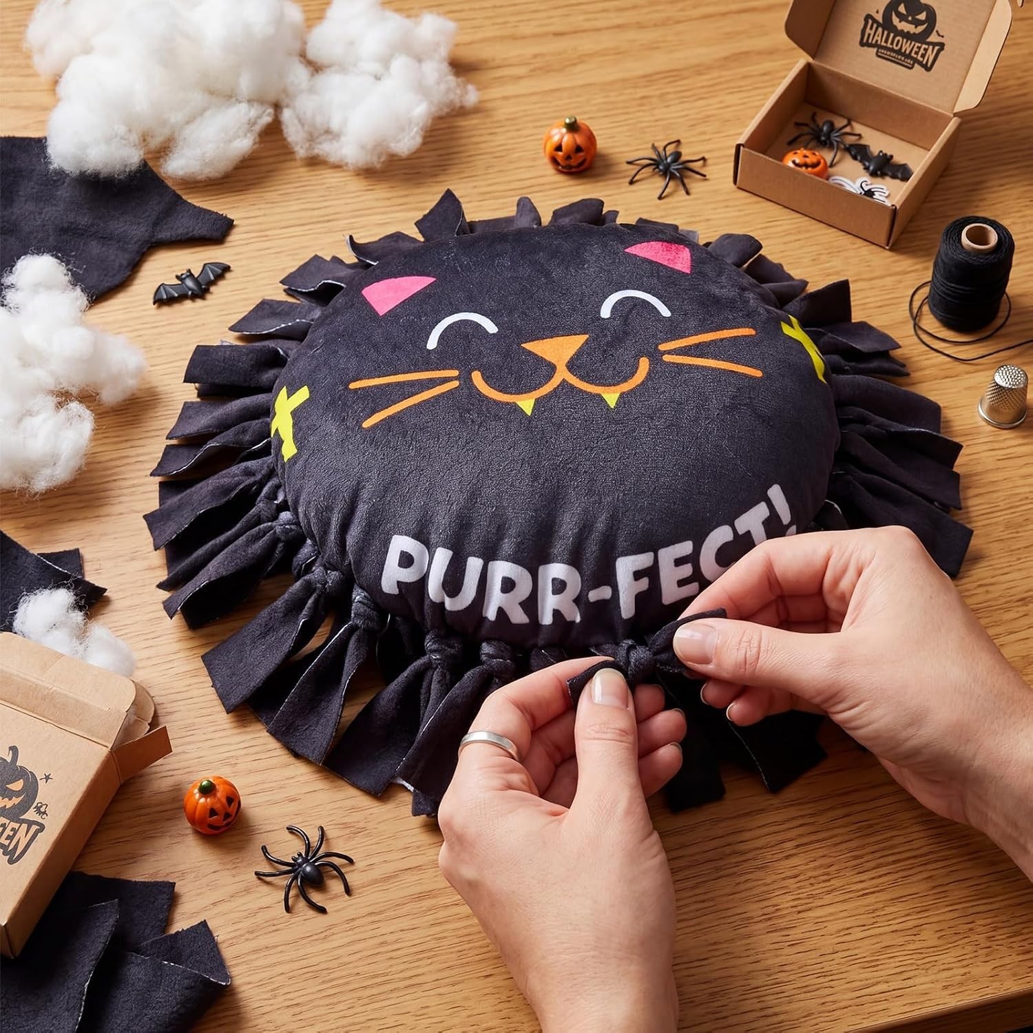 Create 6 Heartwarming Black Cat Pillows – Halloween Craft Kits for All Ages
