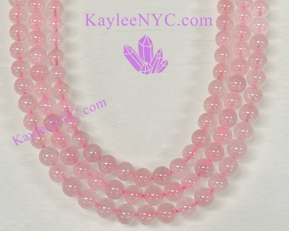 Wholesale Lot 3 Strands 8mm Natural Rose Quartz Beads Crystal Healing 15.5″