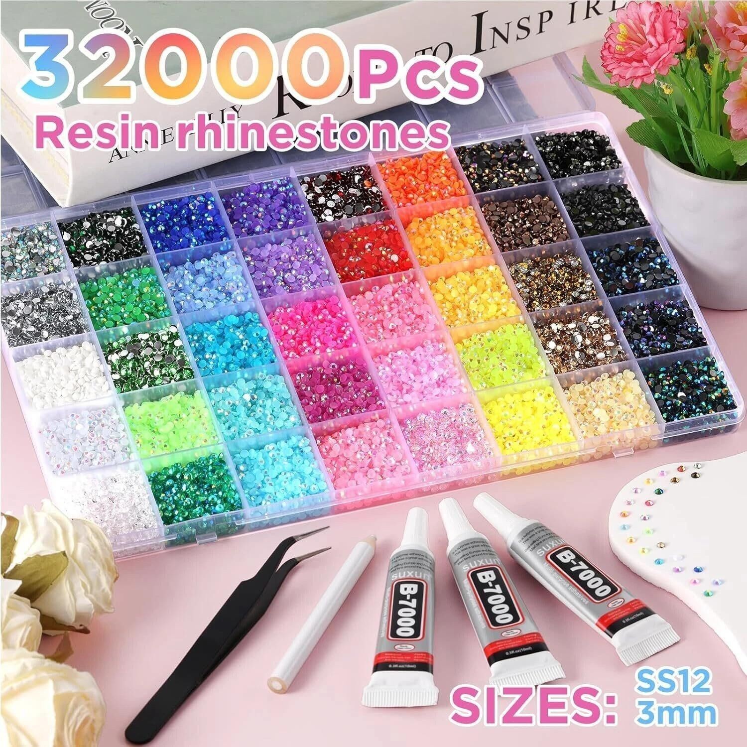 Jelly Rhinestones Bedazzling Kit Multicolor 3mm Flatback Resin Bedazzler Gems US