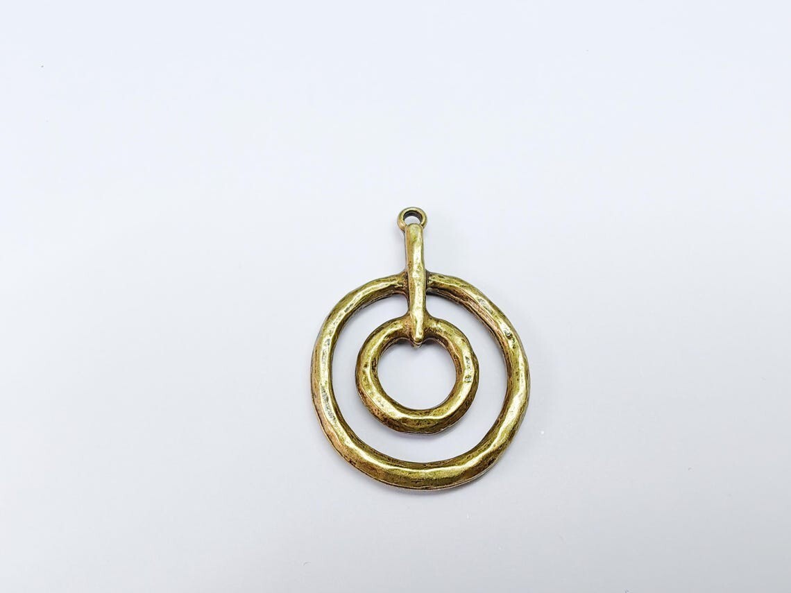 Double Circle Charms, Geometric Earring Charms, Antique Bronze 42x30mm G36943
