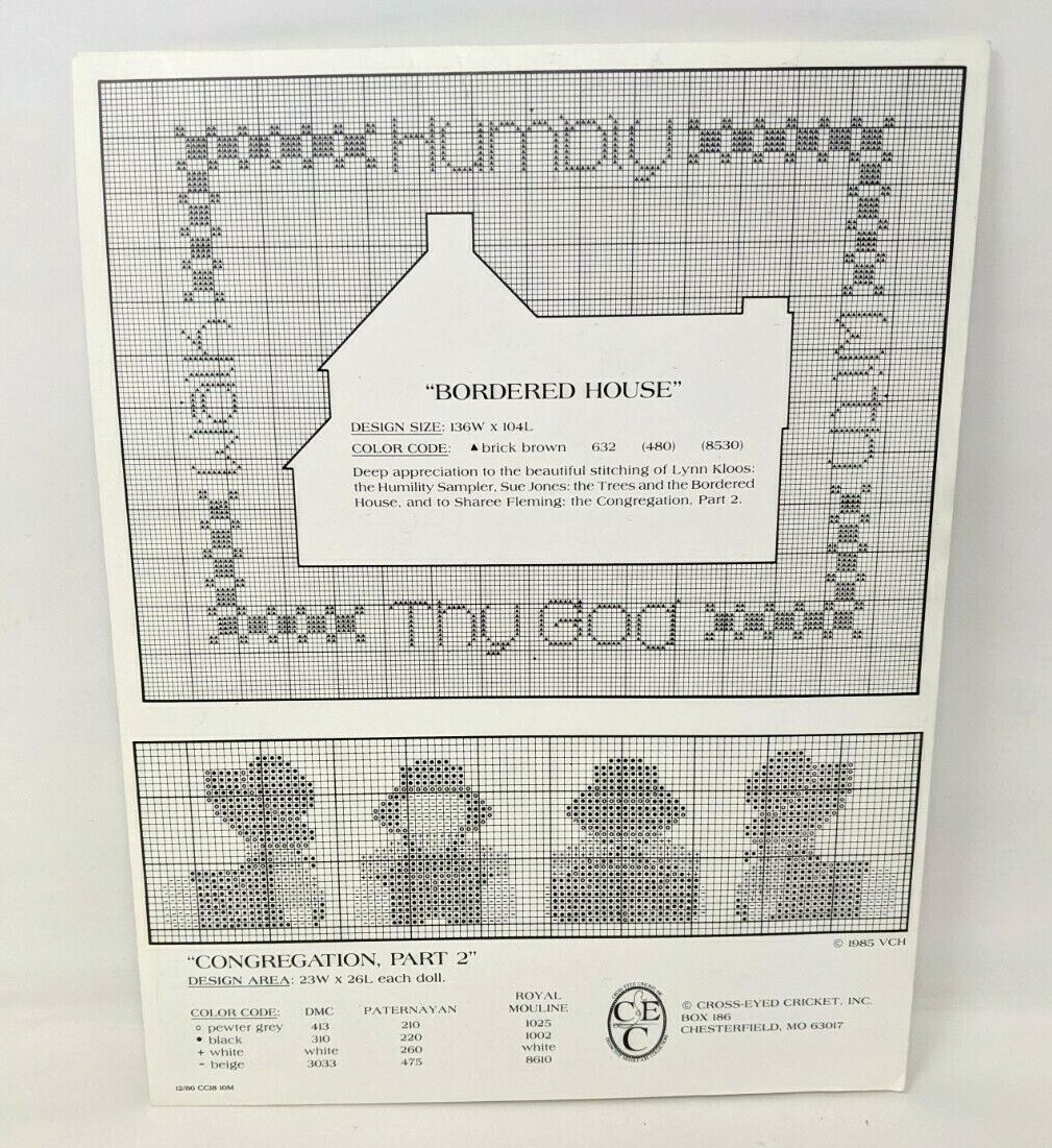 VTG Cricket Collection Humility Sampler Vicki Hastings Cross Stitch Pattern SS21