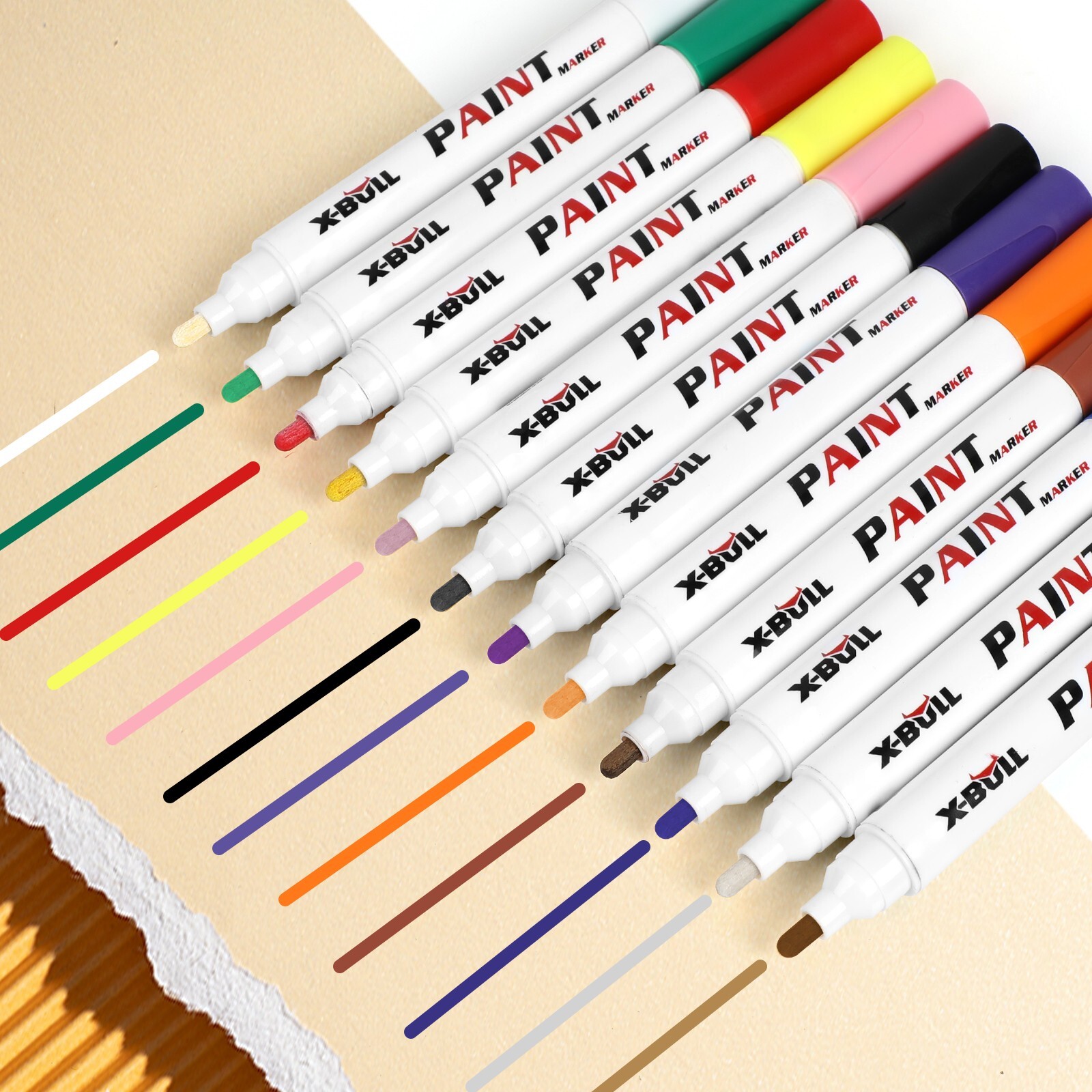 12Pcs Waterproof Permanent Paint Marker Pen For Car Tire Tread Rubber Metal