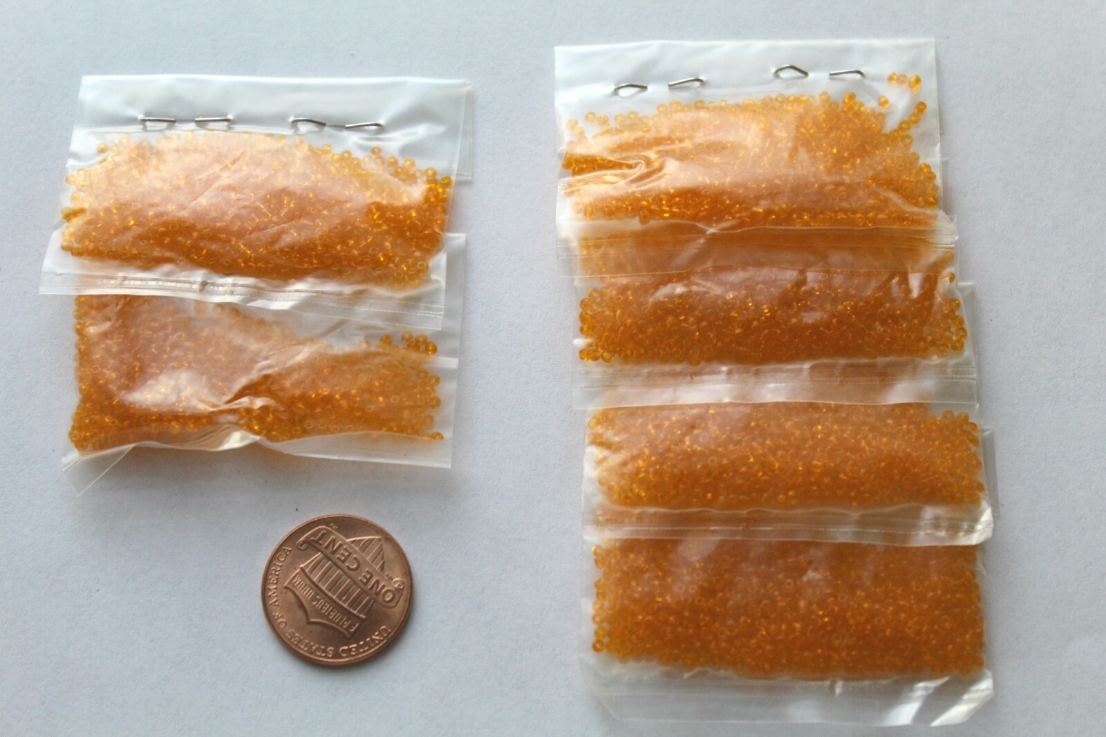 Vintage Antique Micro Seed Beads- 14/0 Transparent Tangerine Orange-3.9 gram bag