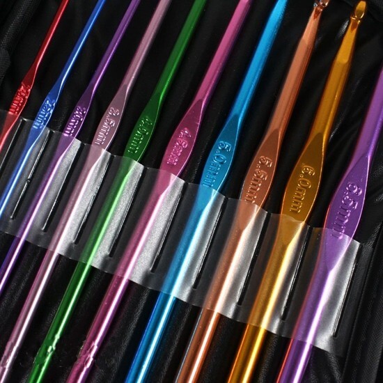 22Pcs Colourful Aluminum Crochet Hooks Needles Knit Weave Craft Knitting Hooks