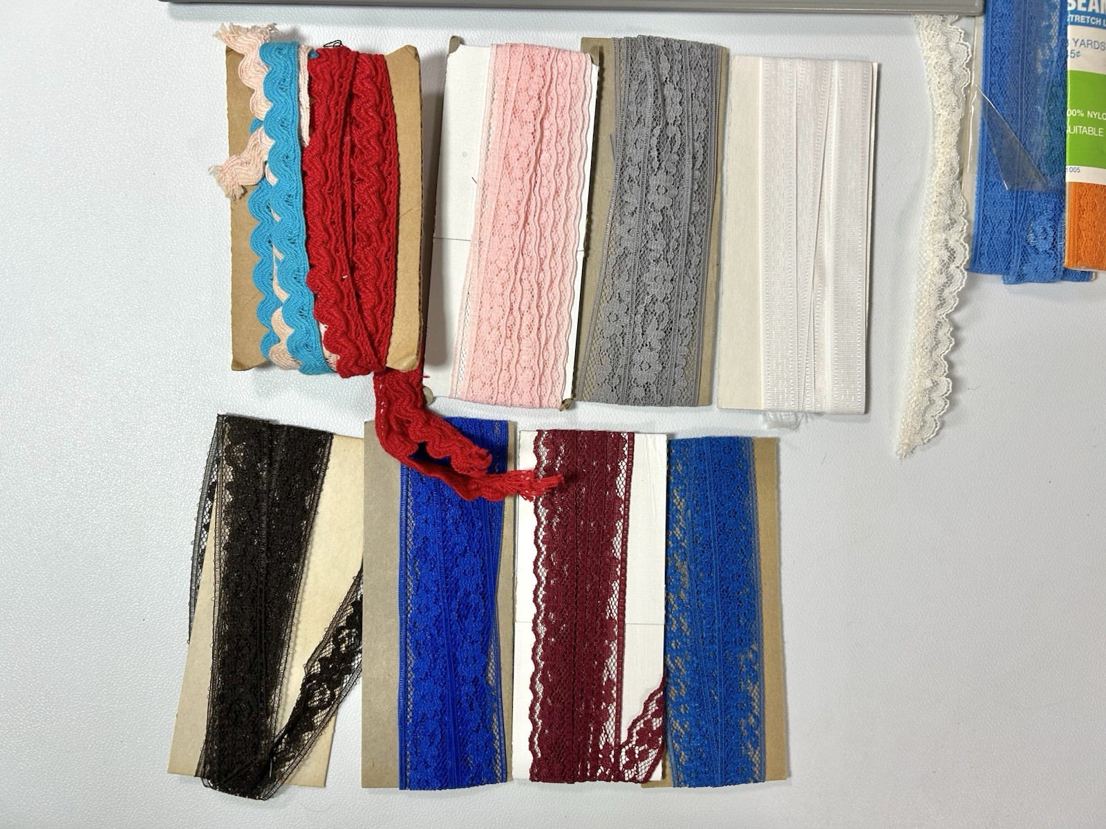 Vintage Ruffled Lace Trim Lot Stretch Craft Fabric Unknown Measurements