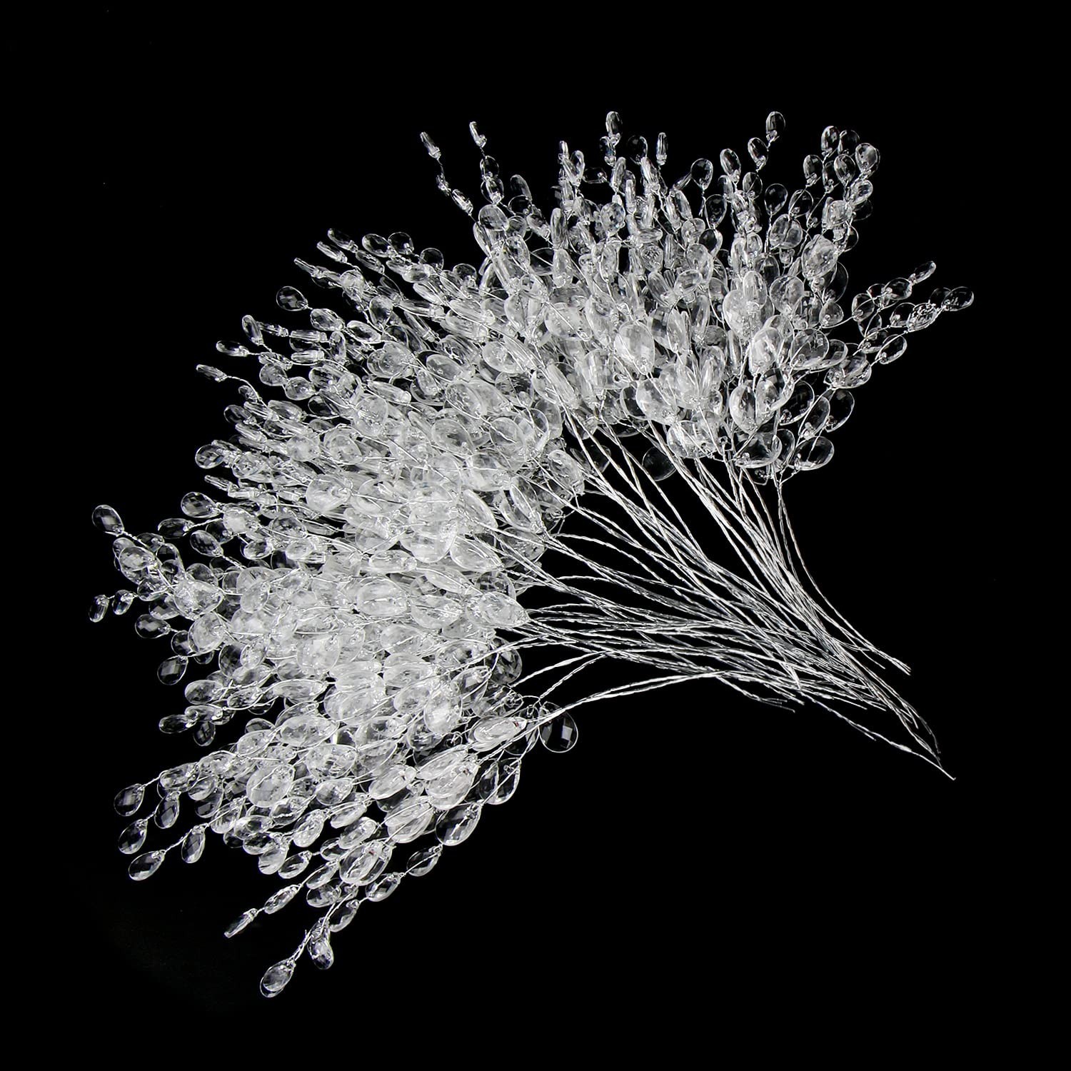FOIMAS 50pcs Acrylic Bead Drop Stems Flower Bouquet Crystal Bud Branches Flow…