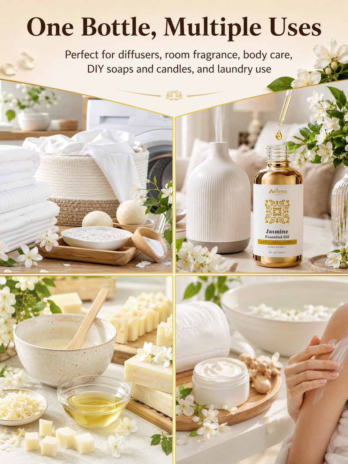 100% Pure Jasmine Essential Oil 4 fl oz – Oils 4 Fl Oz (Pack of 1)