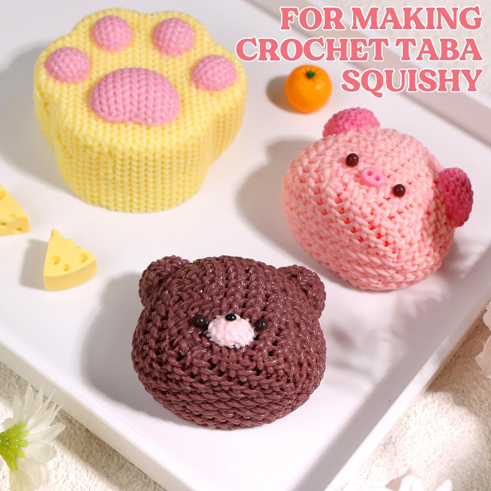 Super Soft Flex Rubber Gel for Squishy Maker, 16oz with Paw Molds & Flocking Pow