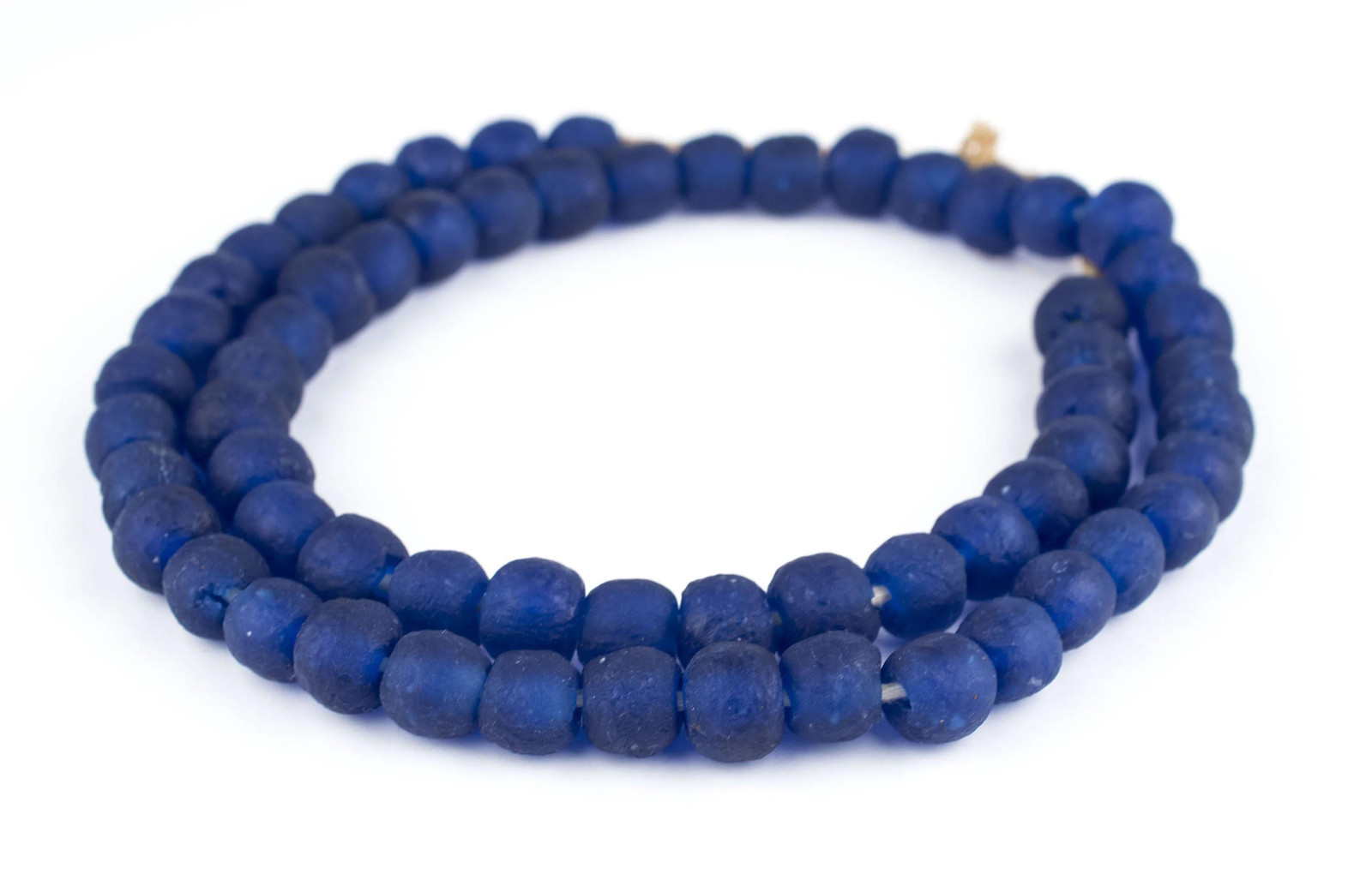 Cobalt Blue Recycled Glass Beads 11mm Ghana African Sea Glass Round Large Hole