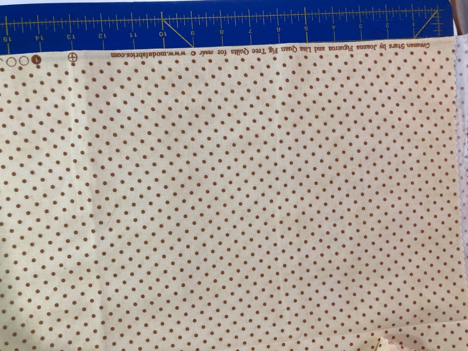 1 yard + 10″ Moda Polka Dot Cotton Fabric, Beige Brown, Up to 45” Wide