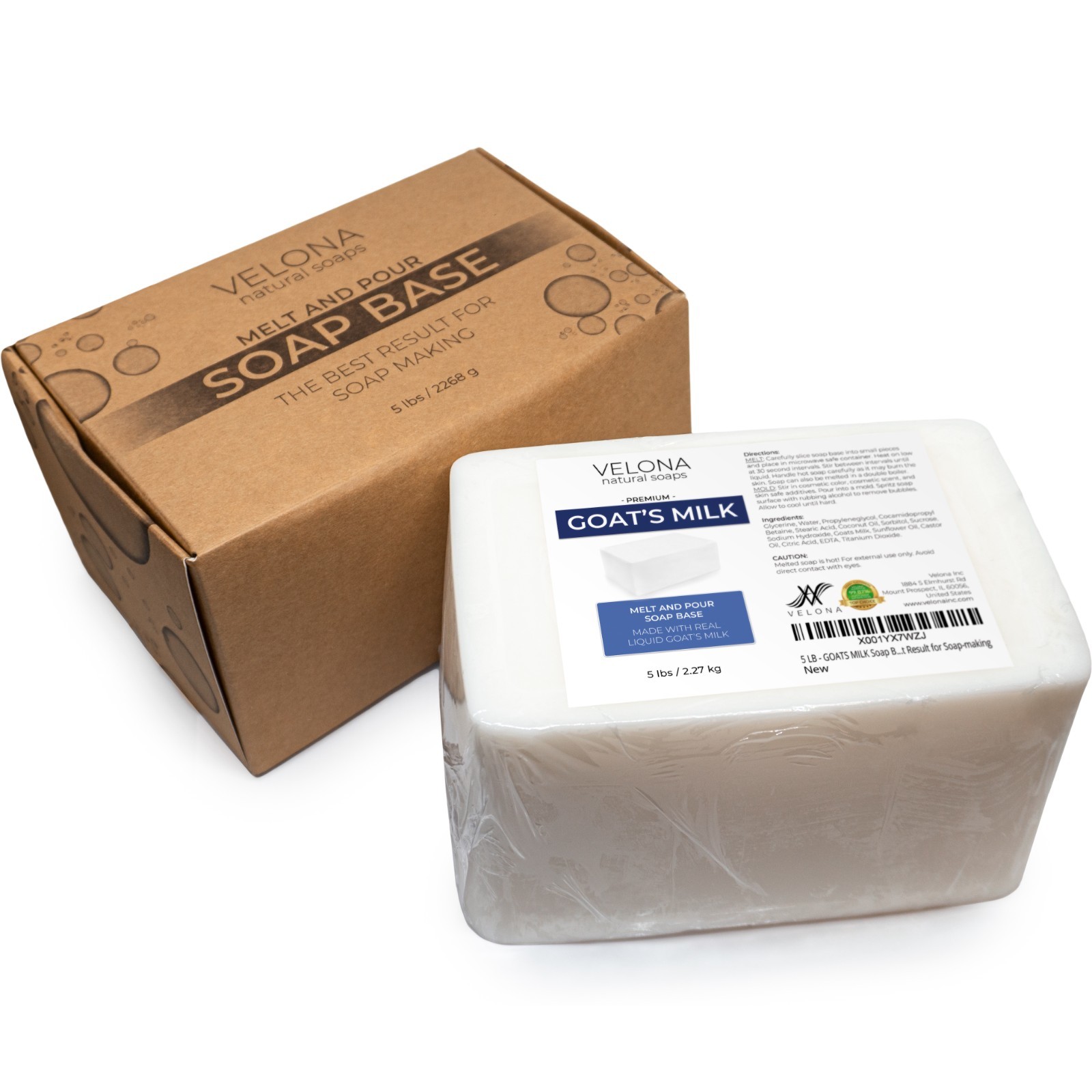 5 LB – GOATS MILK Soap Base by Velona | SLS/SLES free | Melt and Pour