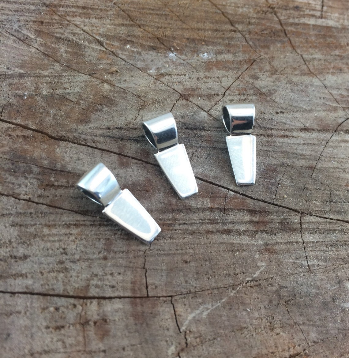 Sterling Silver Glue On Pendant Bail 6mm x 15mm .925 Highly Polished