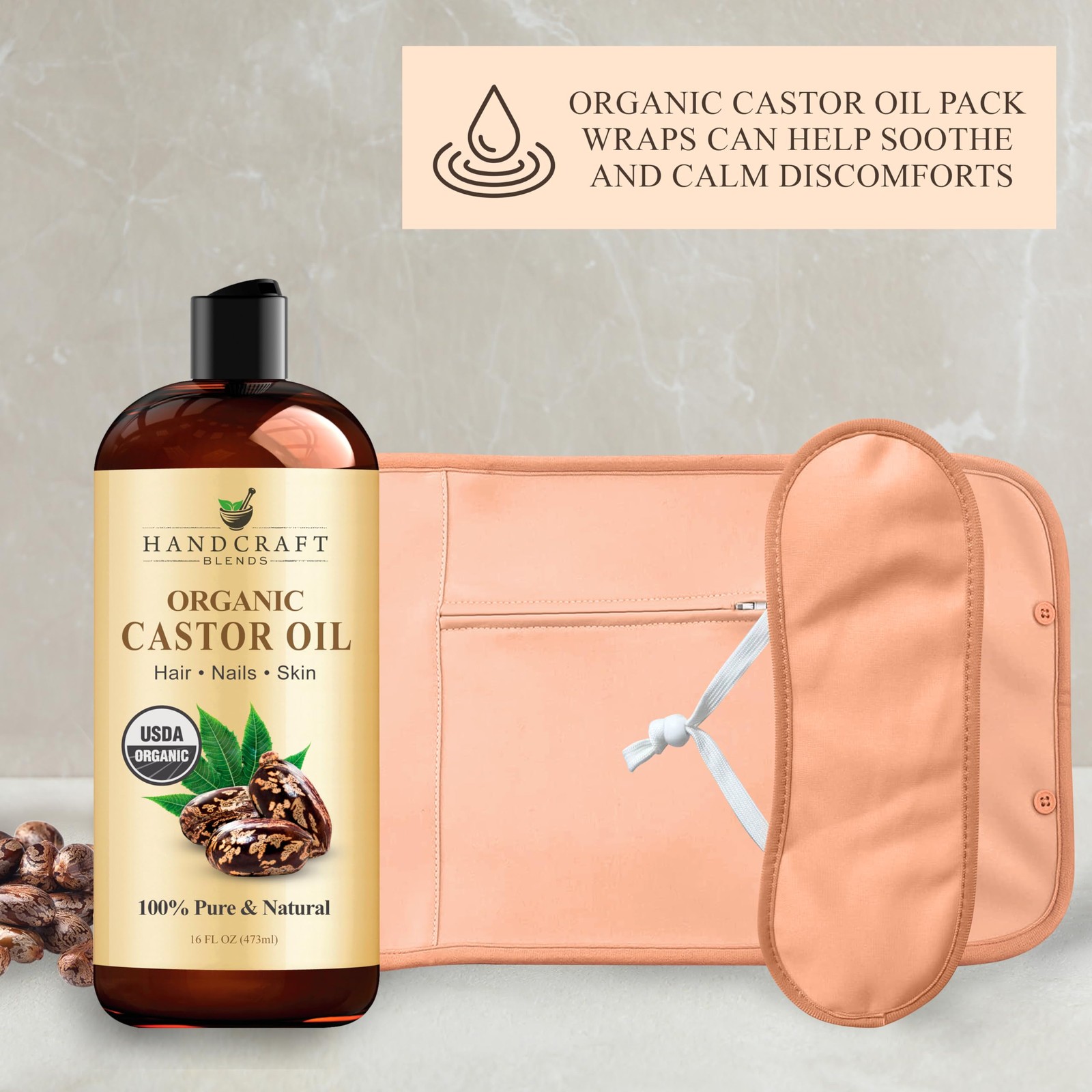 Handcraft Blends Castor Oil Pack 16 Fl Oz (Pack of 1), Wrap