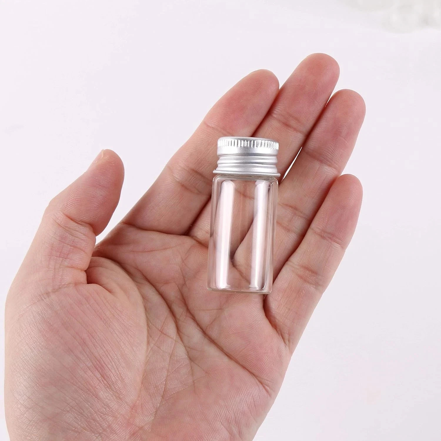 100 Pack 10ml Clear Glass Vials Bottles with Aluminum Screw Caps Craft Jars