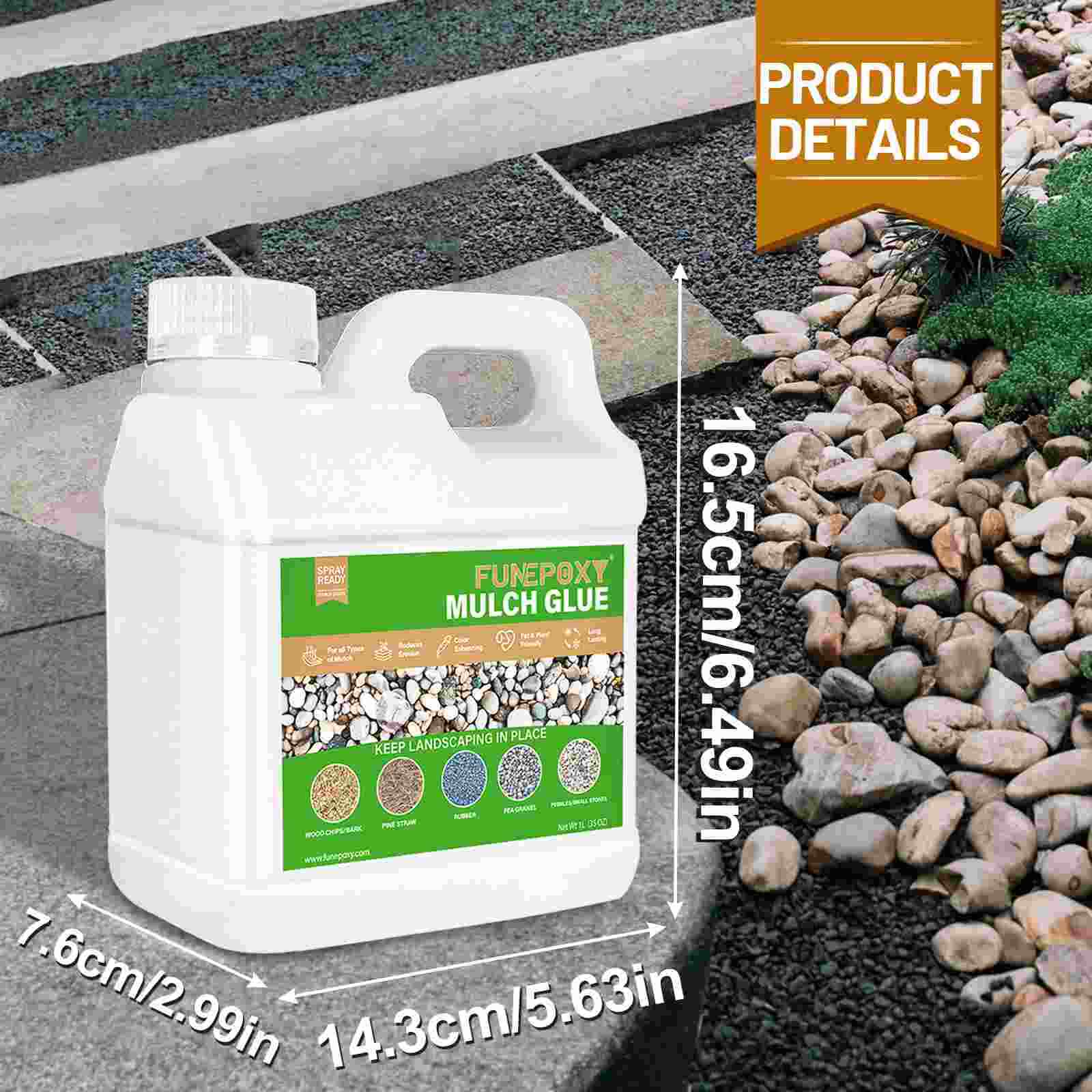 Fast Drying Mulch Glue – 32oz – Gravel Rock Landscape Stones Hold Safe for Pets