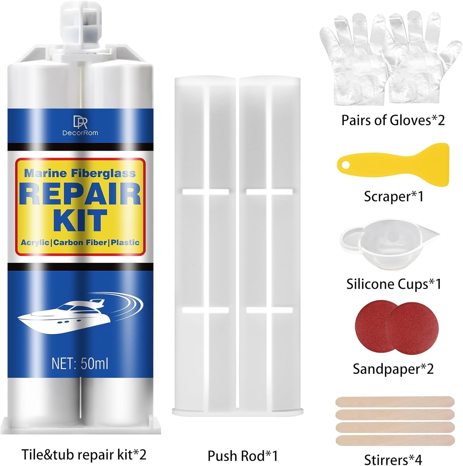 Marine Fiberglass Repair Kit – 3.4oz Clear Gel Coat & Gelcoat Repair Kit for Boa