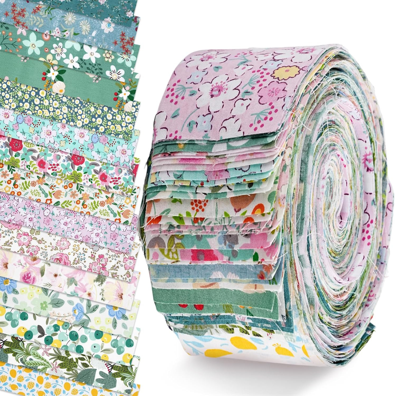 40Pcs Jelly Roll Fabric Precut Strips for Quilting 2.5×39 Inch(6.5x100cm) Cotton