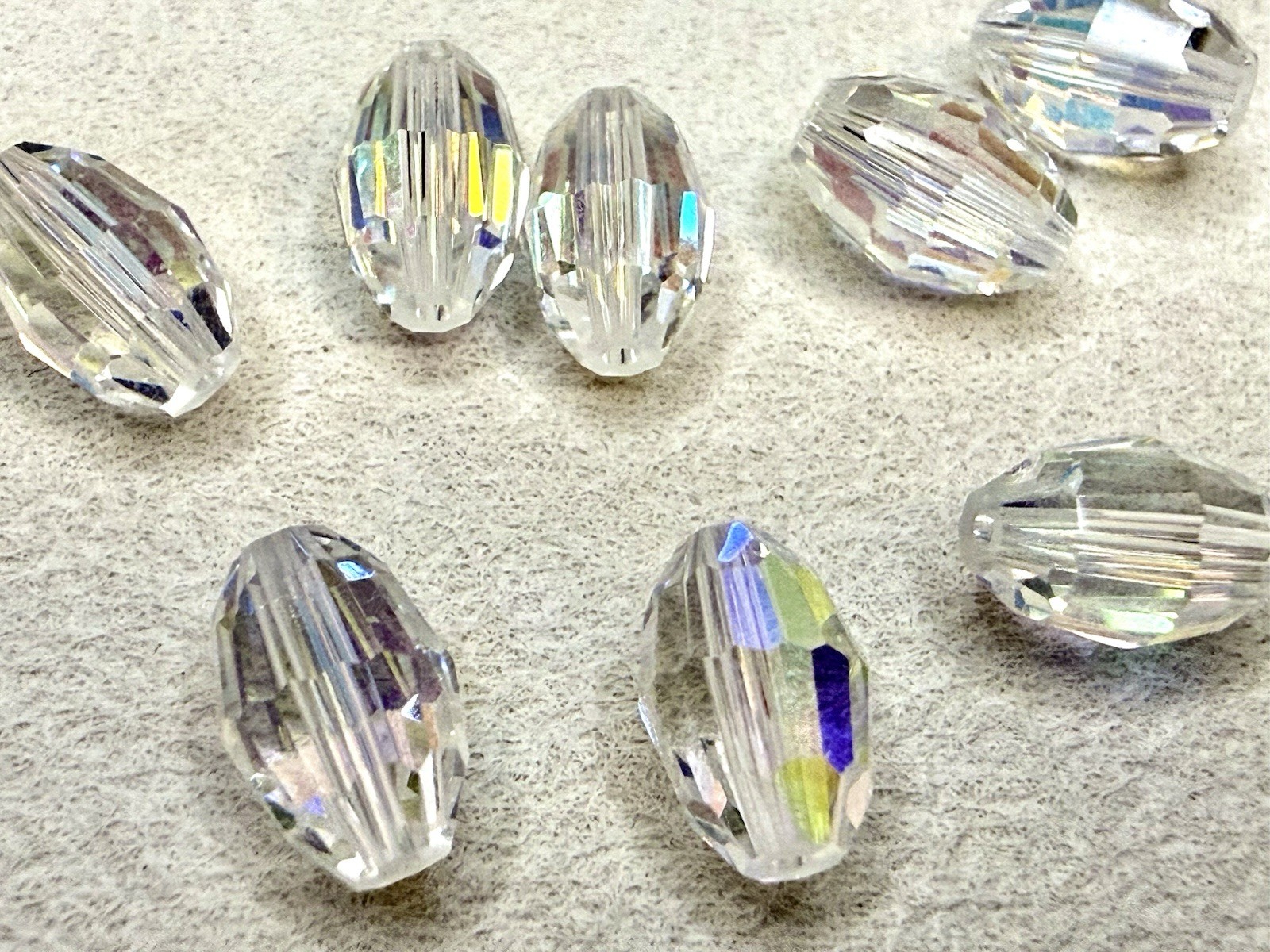 12 Swarovski 5200 Crystal AB Oval Beads 9x6mm Vintage Austrian Crystal