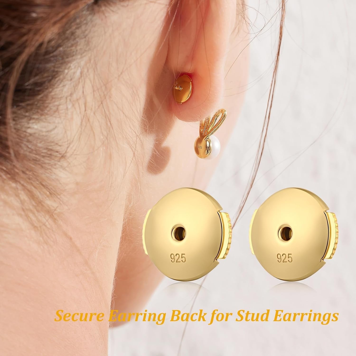Hypoallergenic Stud Earring Backs Silver 2 Pairs
