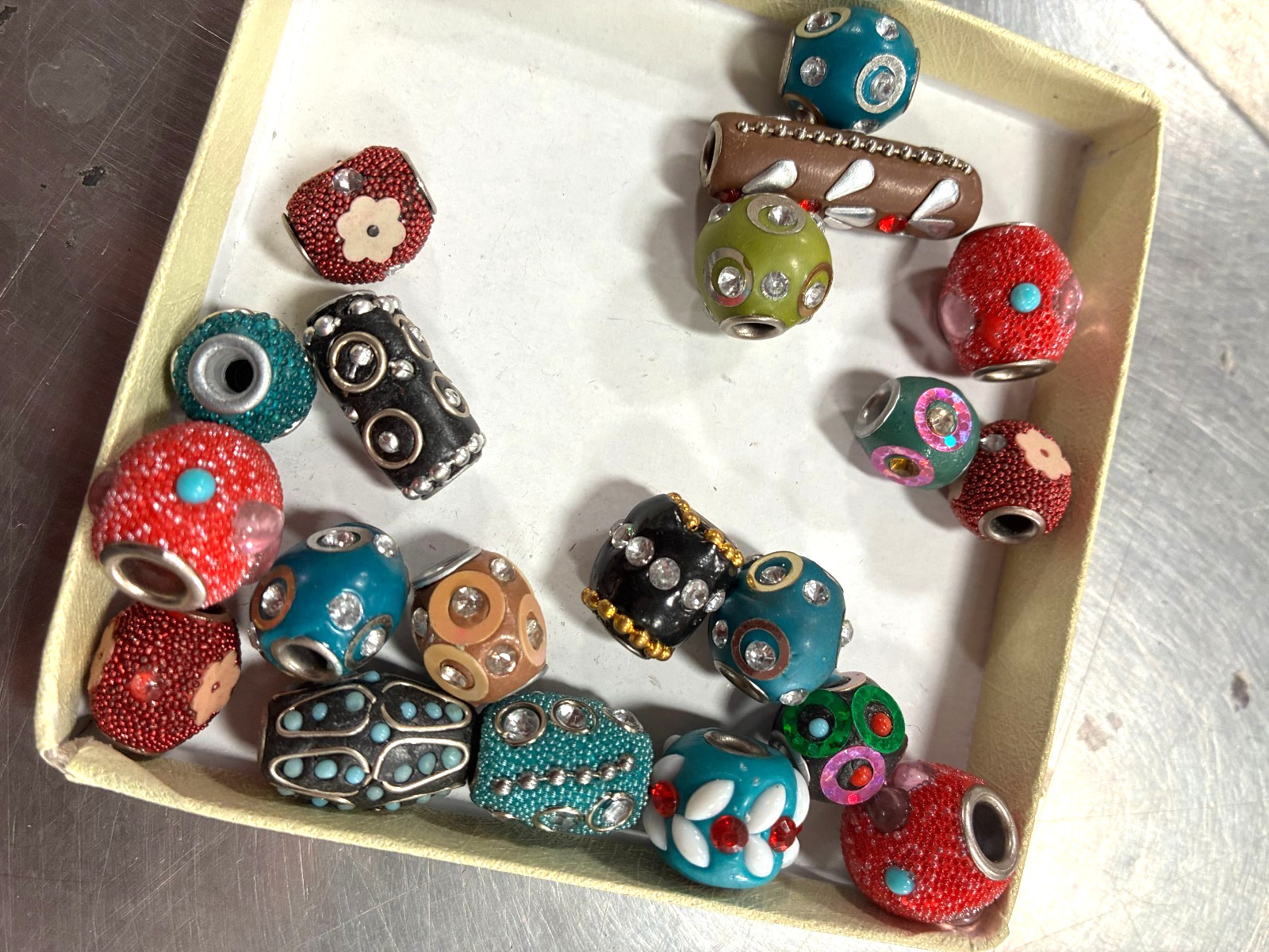 Indonesian Style Beads Multi colorful Large Hole Beads DIY Jewelry 15 mm 10 pcs