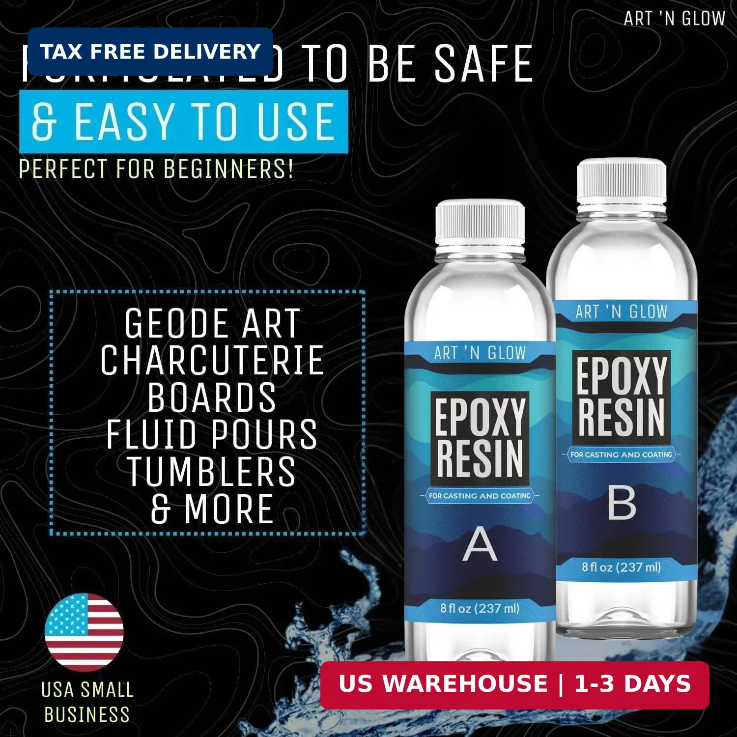 Epoxy Resin for Crystal Clear Casting & Coating – 1 Gallon Kit – UV Resistant, N