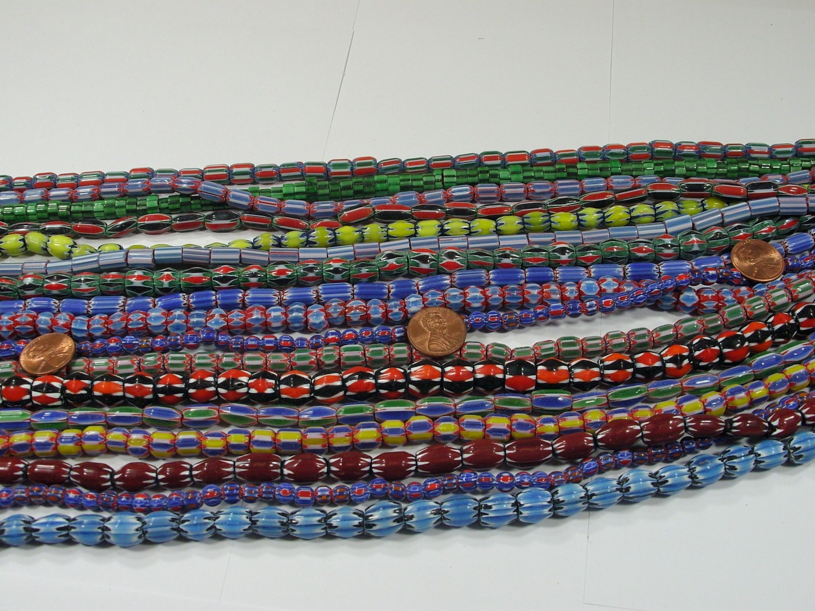 15 Strands 15″ Assorted India Handmade Chevron Glass Beads Bulk Lot (QZP-7)