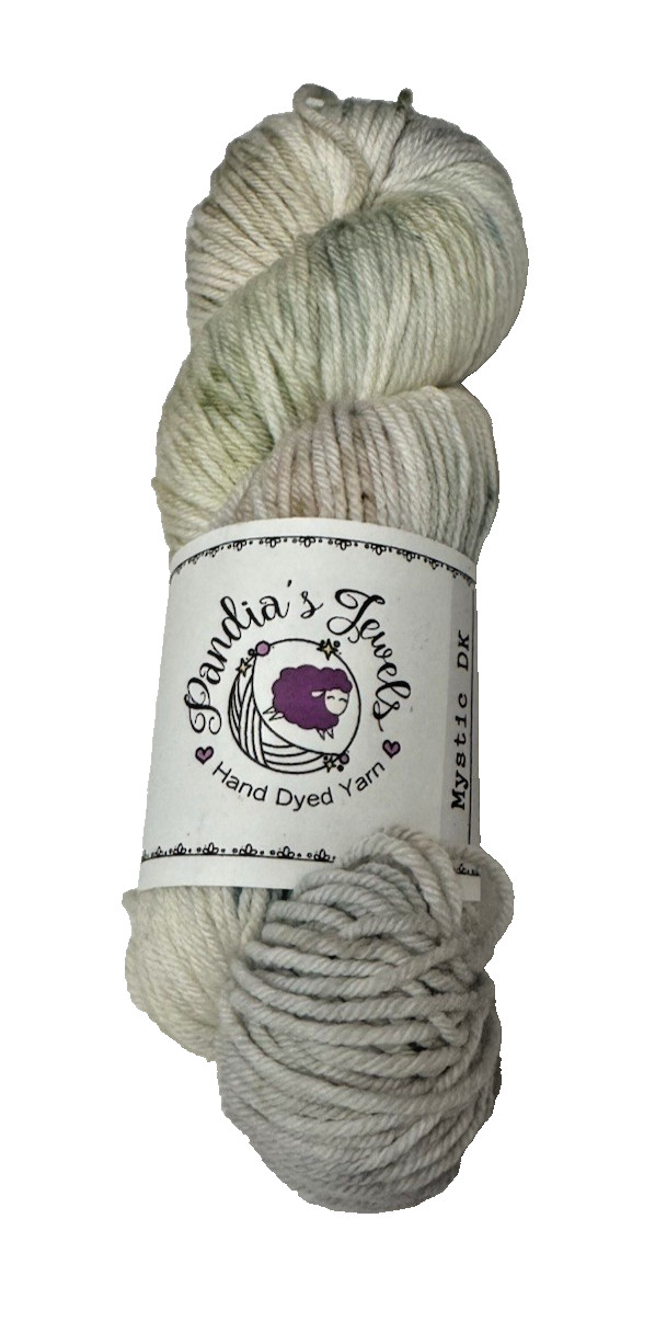 PANDIA’S JEWELS Hand dyed yarn – Mystic DK – color: WINTERGREEN – beautiful!