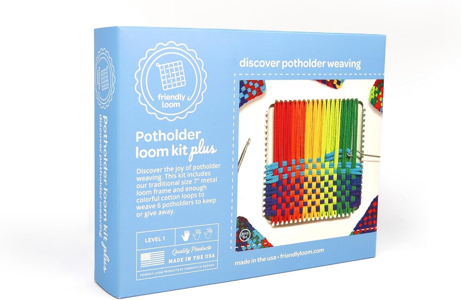 Traditional Potholder Loom Kit Cotton Loops Weaving Craft for All Ages