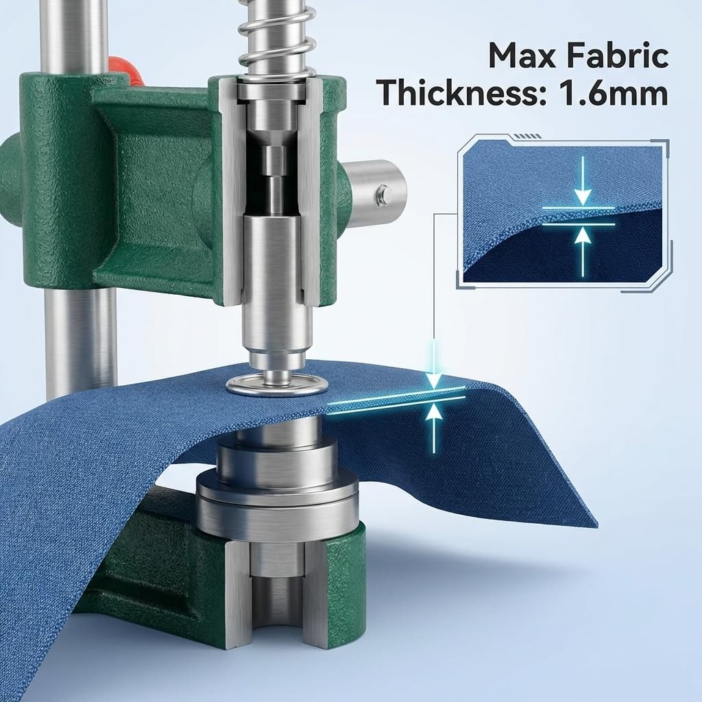 Fabric Button Maker Kit – Adjustable Press Tool for Sewing & DIY – 3 Die Sizes (