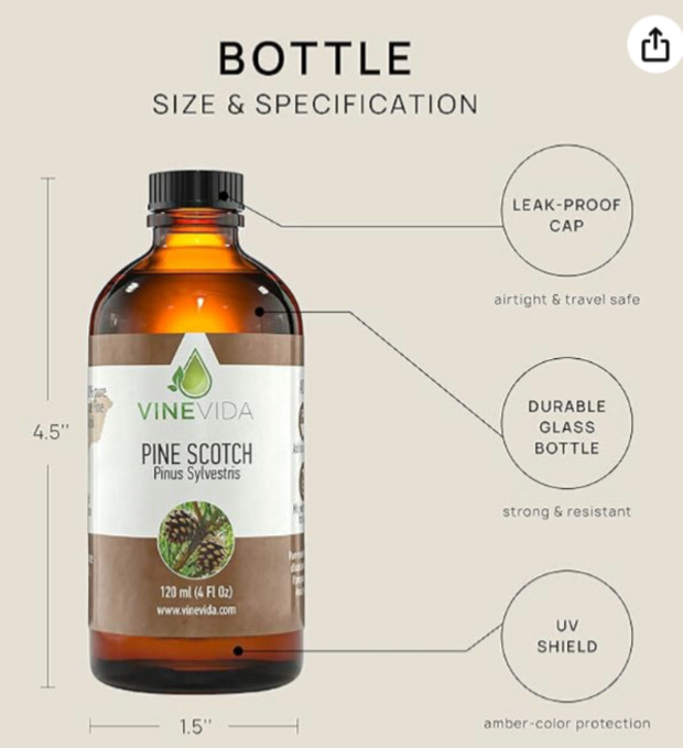 Vineveda Scotch Pine Essential Oil 4 oz Skin Safe 100% Pure 65%