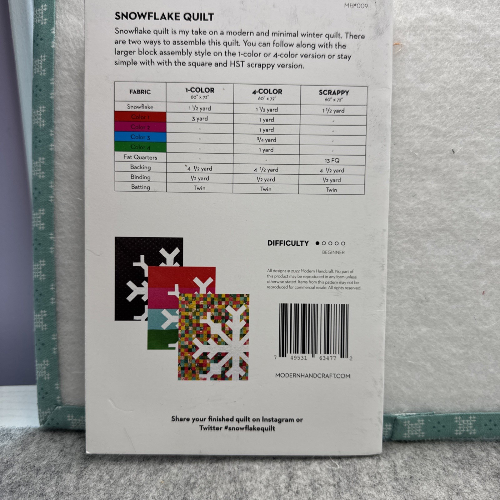 Snowflake Quilt Pattern by Modern Handcraft-used- FREE Shipping!