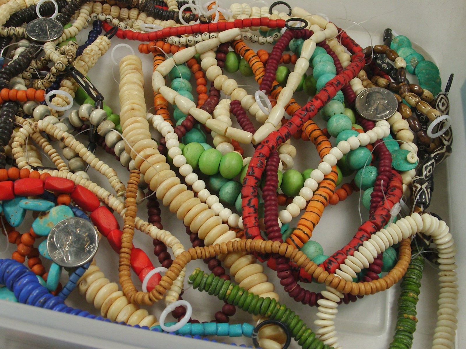 2 Pounds Odds and Ends India Handmade Water Buffalo Bone Beads Lot (AXP-5) ⭐