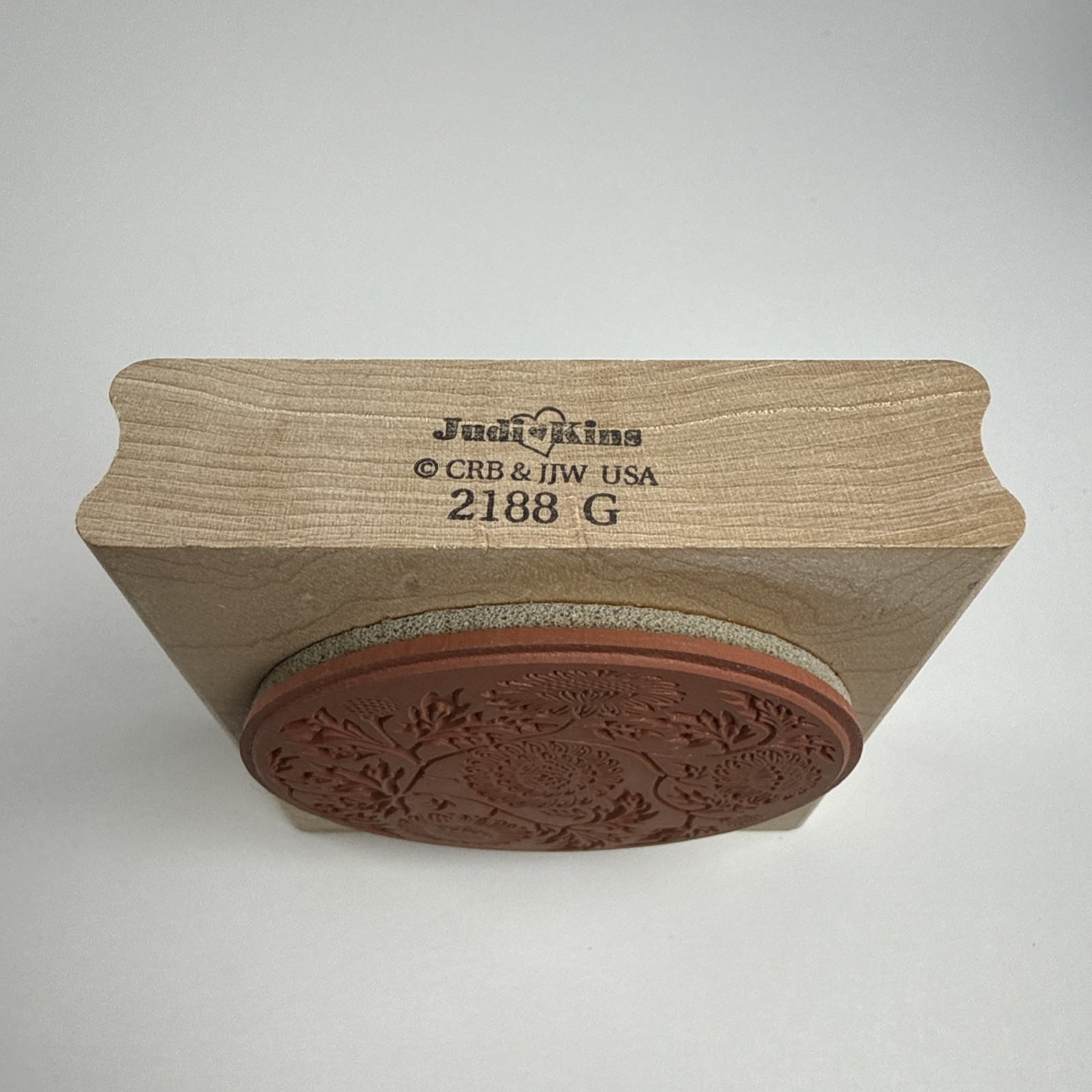 JudiKins Circle Flower Floral Leaves Wood Rubber Stamp 2188G 3”x3.25”