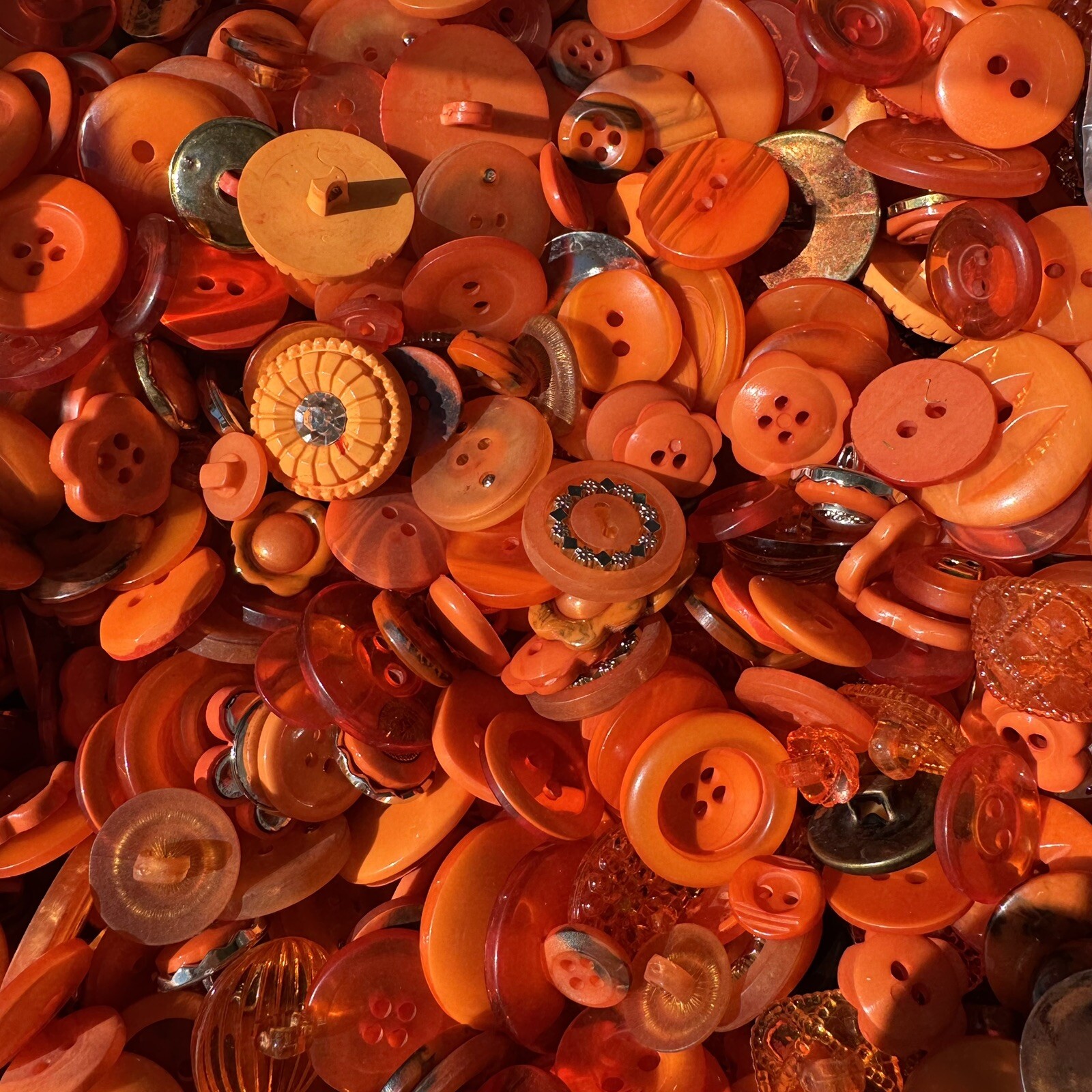 Incredible Mixed Lot Of Dyed ORANGE Premium Buttons All Sizes For Embellishments