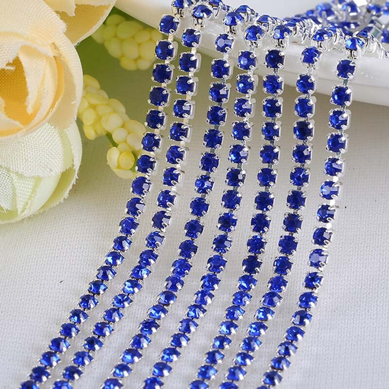 10 Yard Crystal Clear Glass Rhinestone Close Ribbon Chain Trim Sewing Craft DIY