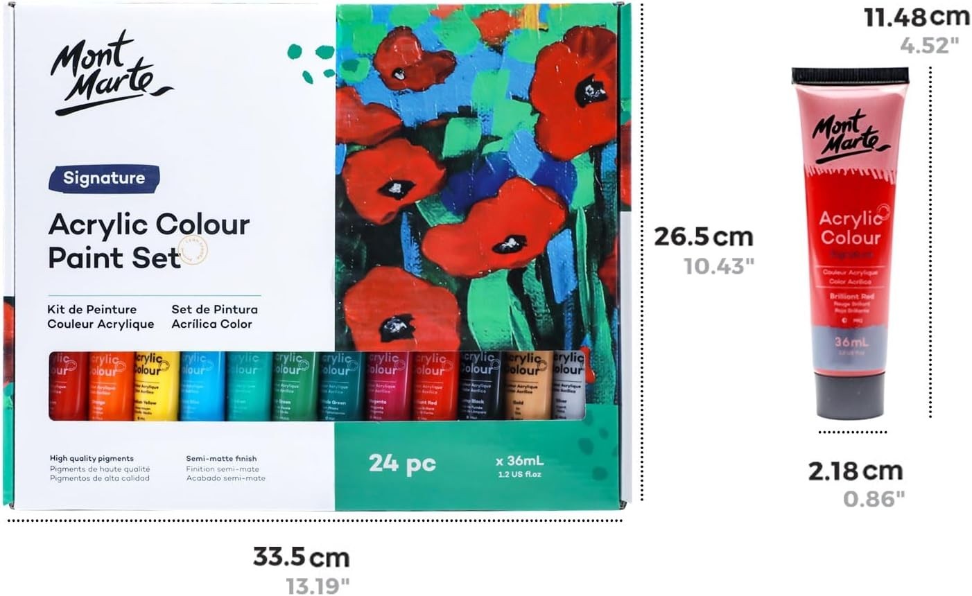 Acrylic Colour Paint Set Signature 24pc x 1.21 fl.oz 36ml, Acrylic Paint Kit…