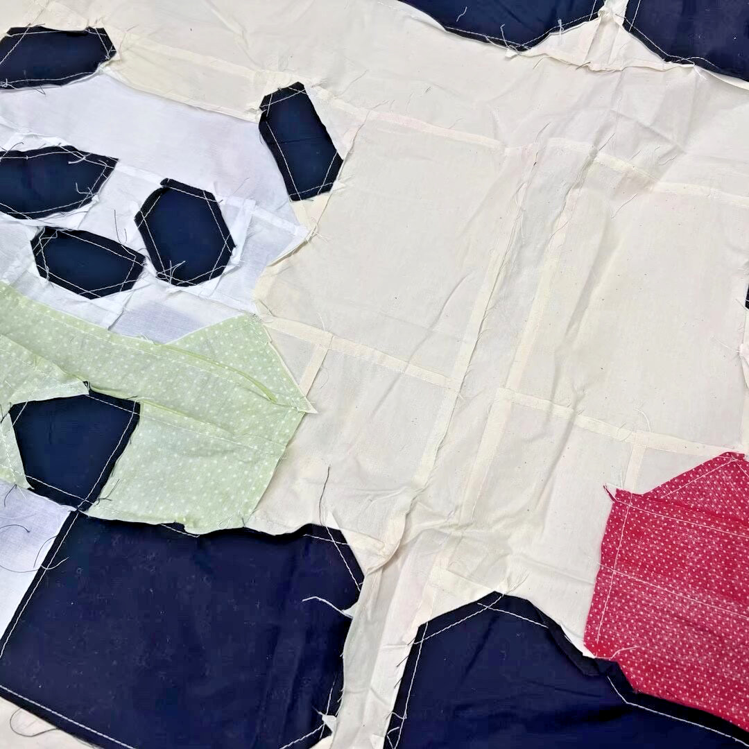Handmade Original Panda Baby Quilt Top 45×45″ Pieced~ BABY/BED/Wall Decor