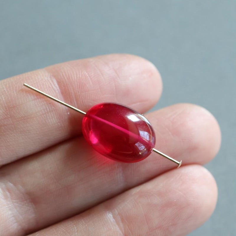 Ruby Oval Smooth Bead 11mm x 15mm Nugget Stone