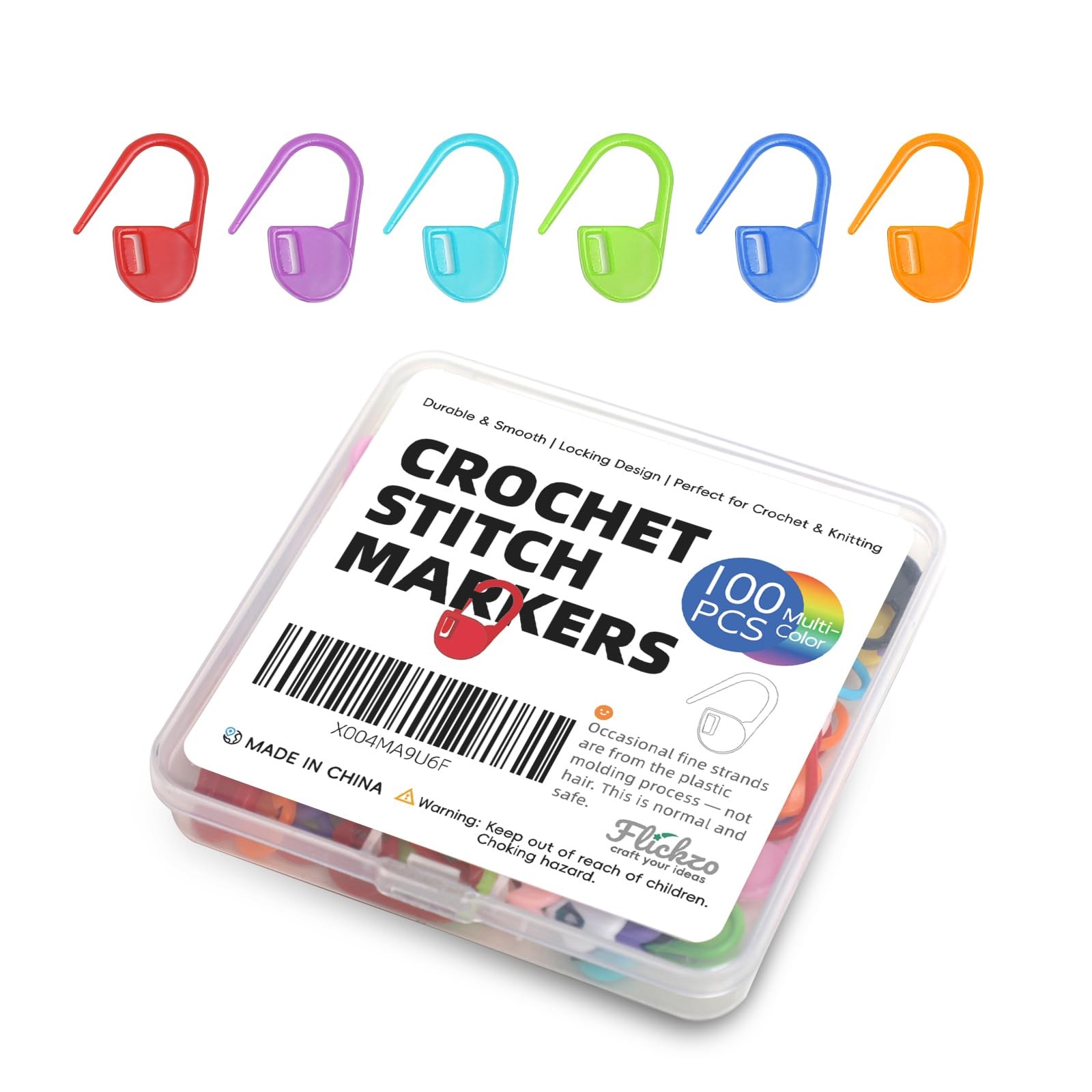 100PCS Crochet Stitch Markers by Flickzo – Locking Stitch Markers with Storage