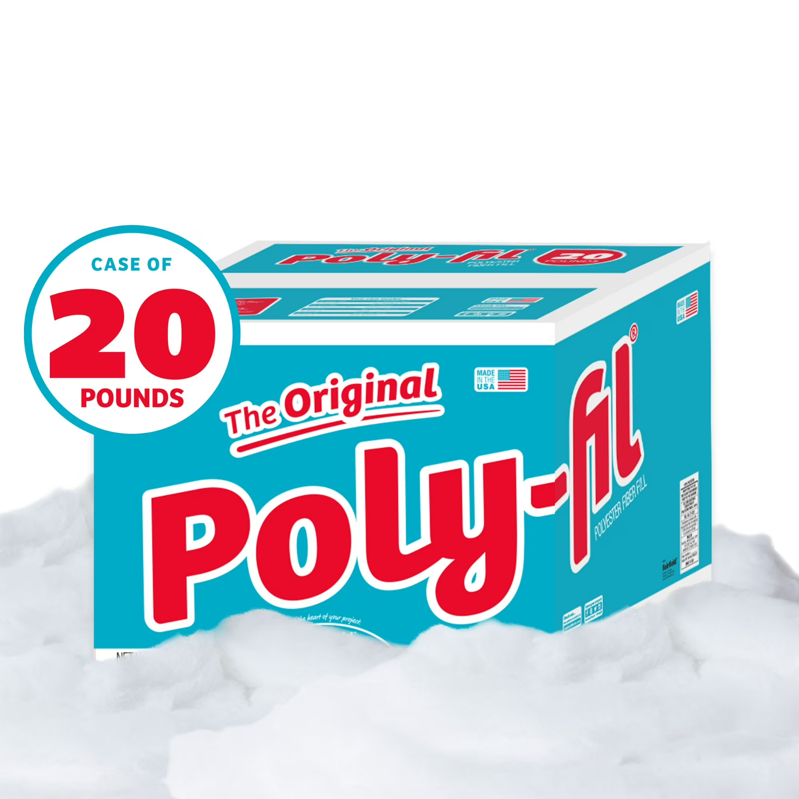 Poly-Fil Polyester Fiberfill Stuffing, 20lb Box, Bulk, by Fairfield, White
