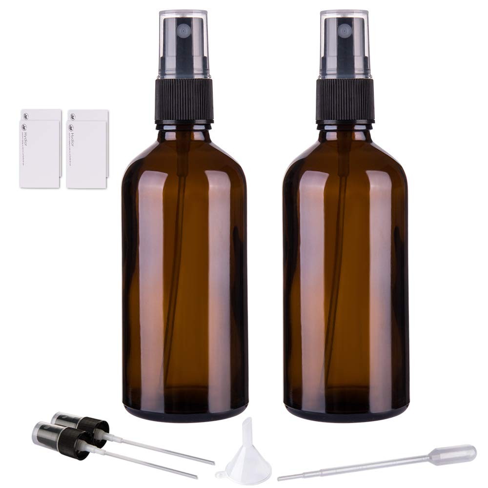 Hydior Amber Glass Spray Bottles for Essential Oils, 4oz Empty Small Fine Mist S